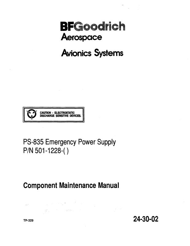 Goodrich Ps-850/855 Emergency Power Supply Maintenance Manual